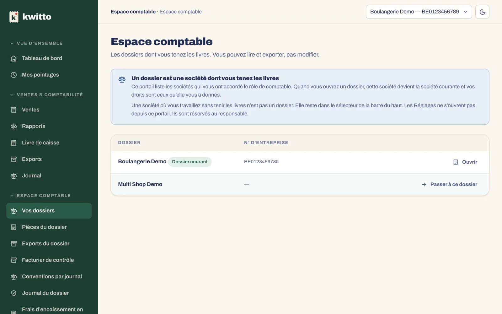 L’espace comptable : les dossiers dont votre comptable tient les livres