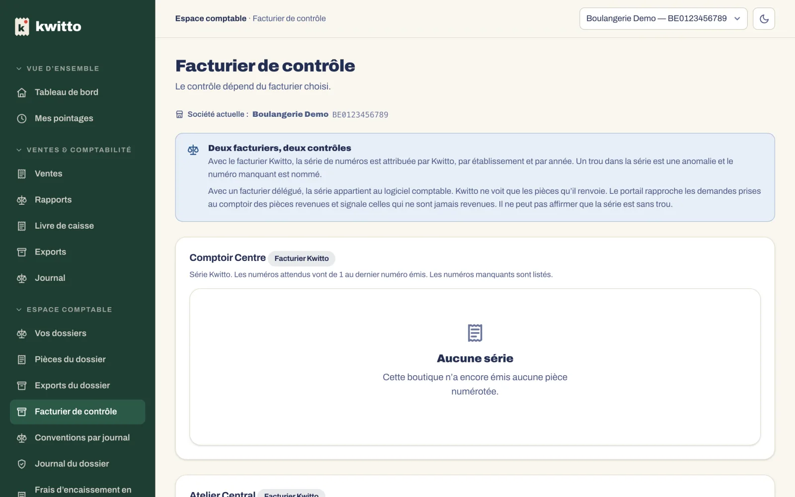 Le facturier de contrôle : la série des factures, sans trou ou avec les numéros manquants