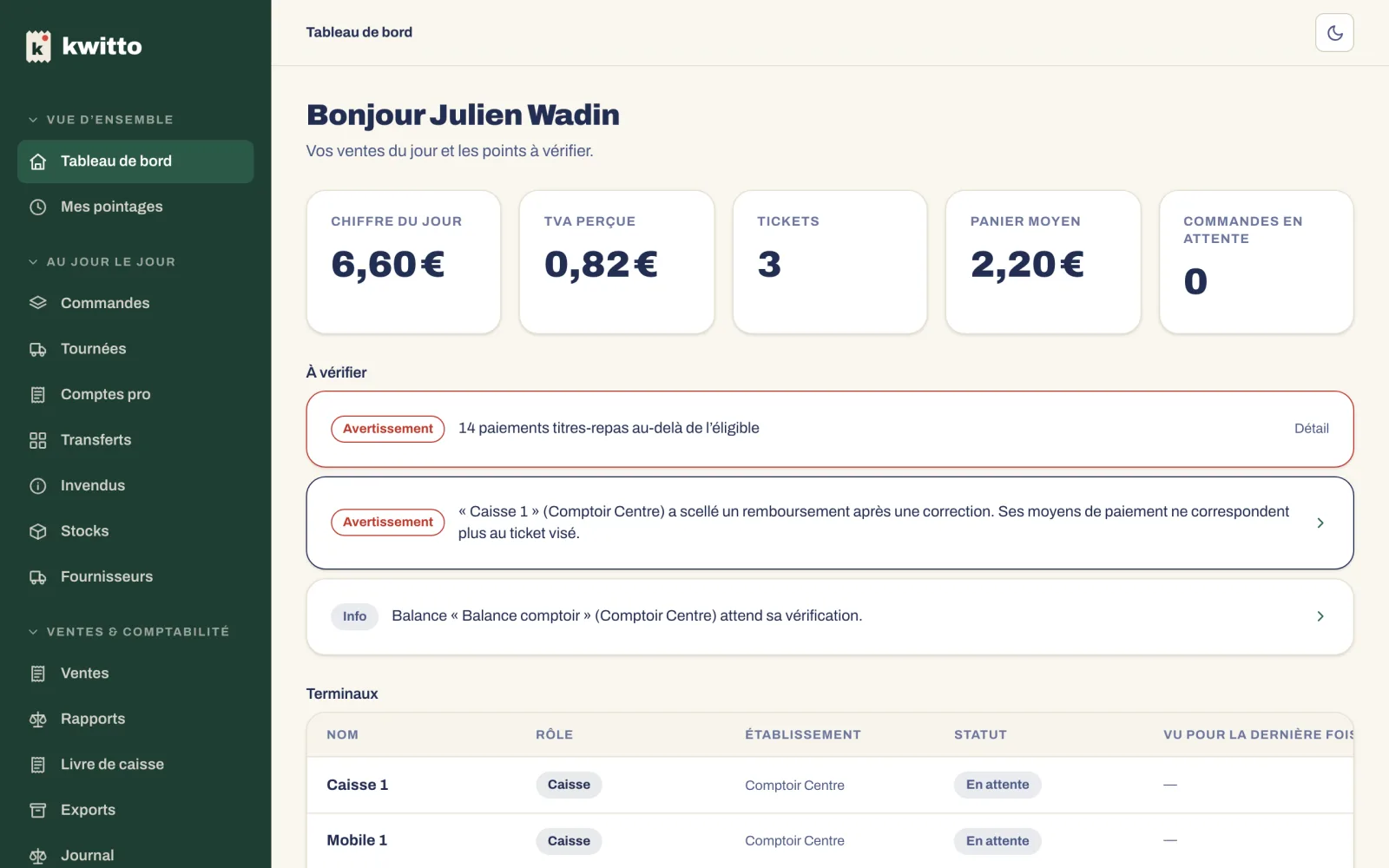 Le tableau de bord, la tour de contrôle du navigateur : les alertes à vérifier